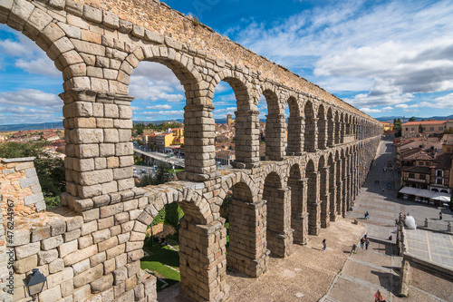 Leinwand Poster View of the Aqueduct of Segovia by the day - Segovia, Spain