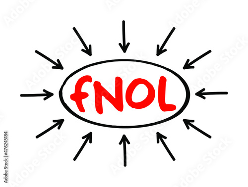 FNOL - First Notice Of Loss acronym text with arrows, business concept for presentations and reports