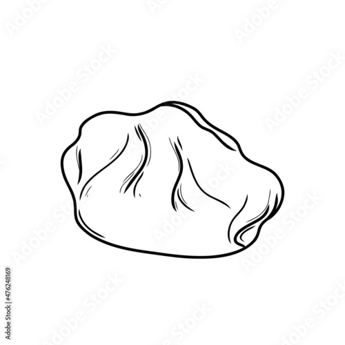 Jiaozi. Dumplings of Chinese, Japanese and Korean cuisine. Wontons, Gyoza, Baozi, Dim-sama, Gyoza or Kyoza. Doodle. Hand drawn. vector illustration