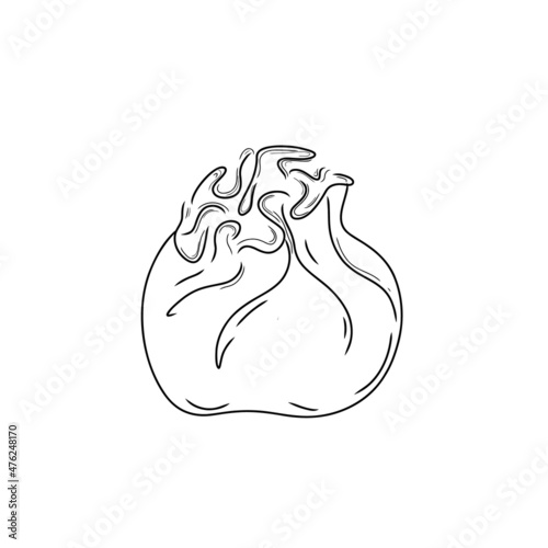 Jiaozi. Dumplings of Chinese, Japanese and Korean cuisine. Wontons, Gyoza, Baozi, Dim-sama, Gyoza or Kyoza. Doodle. Hand drawn. vector illustration