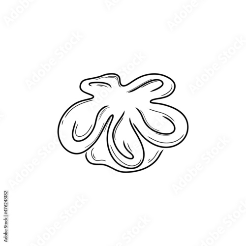 Jiaozi. Dumplings of Chinese, Japanese and Korean cuisine. Wontons, Gyoza, Baozi, Dim-sama, Gyoza or Kyoza. Doodle. Hand drawn. vector illustration