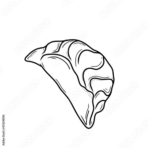 Jiaozi. Dumplings of Chinese, Japanese and Korean cuisine. Wontons, Gyoza, Baozi, Dim-sama, Gyoza or Kyoza. Doodle. Hand drawn. vector illustration