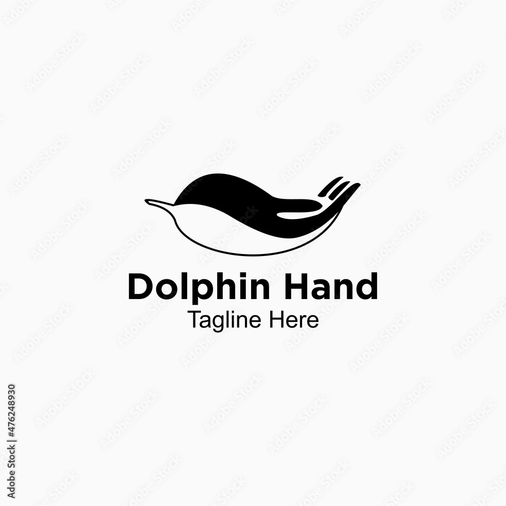 dolphin logo vector template, the combination of hands and lines becomes a dolphin dolphin logo vector template, the combination of hands and lines becomes a dolphin
