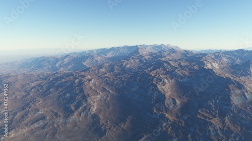 realistic surface of an alien planet  view from the surface of an exo-planet  canyons on an alien planet  stone planet  desert planet 3d render