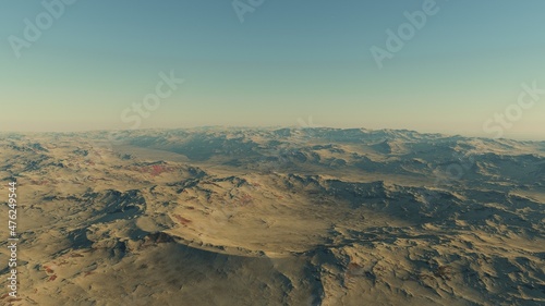 realistic surface of an alien planet, view from the surface of an exo-planet, canyons on an alien planet, stone planet, desert planet 3d render