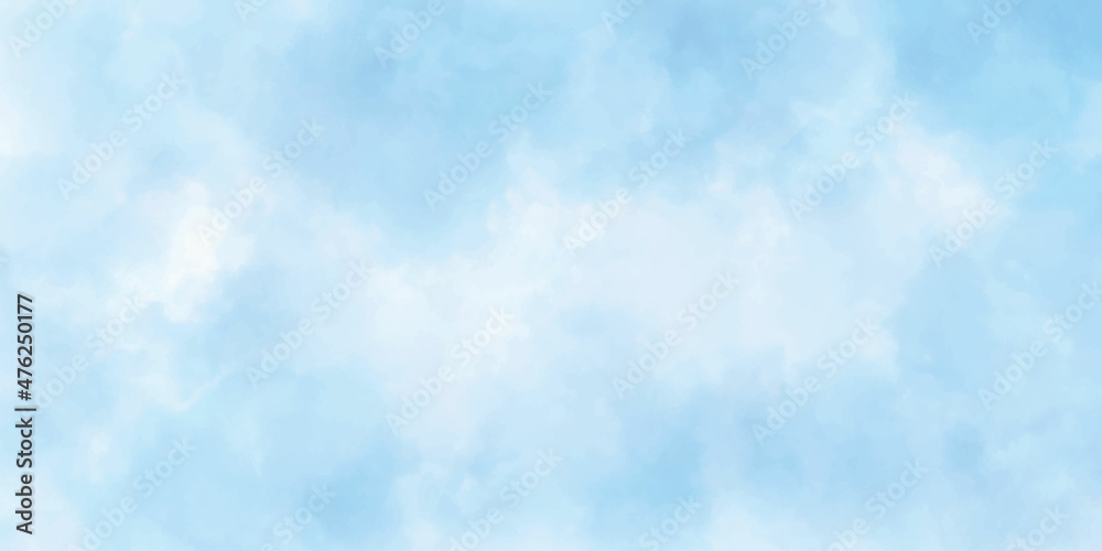 abstract watercolour painting blue sky overcast above the cloud in panorama view beautiful cloudscape for background