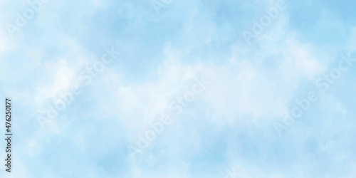 abstract watercolour painting blue sky overcast above the cloud in panorama view beautiful cloudscape for background