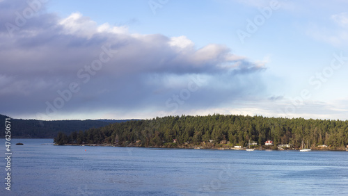 Gulf Islands on West Coast of Pacific Ocean during Sunny Winter Day. near Victoria, Vancouver Island, British Columbia, Canada.
