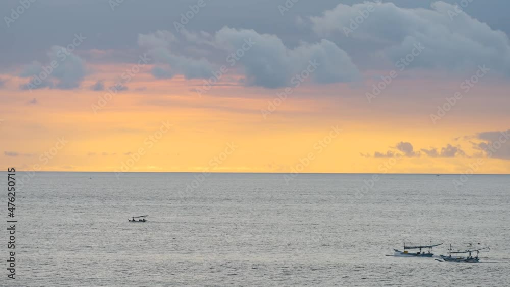 Wide Shot of Fishing Boats Off Bali Coast Wide Shot of Fishing Boats Off Bali Coast