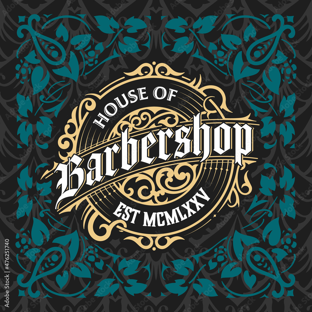 Vintage Barbershop label in vintage style