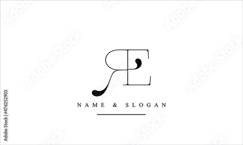 RE, ER, R, E abstract letters logo monogram