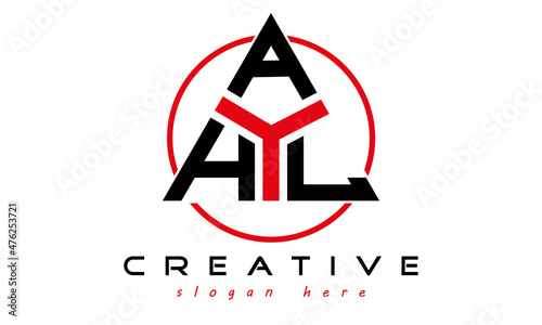 triangle badge with circle HAL letter  logo design vector, business logo, icon shape logo, stylish logo template