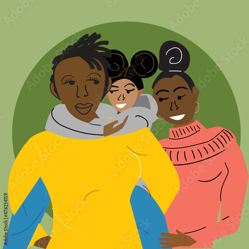 Lesbian mom and transgender dad with daughter