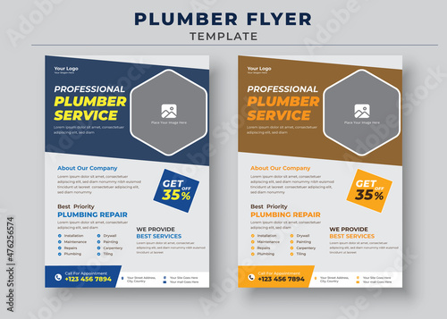 Professional Plumber Service, Plumber Service Flyer Template, Handyman and Plumber Services Flyer