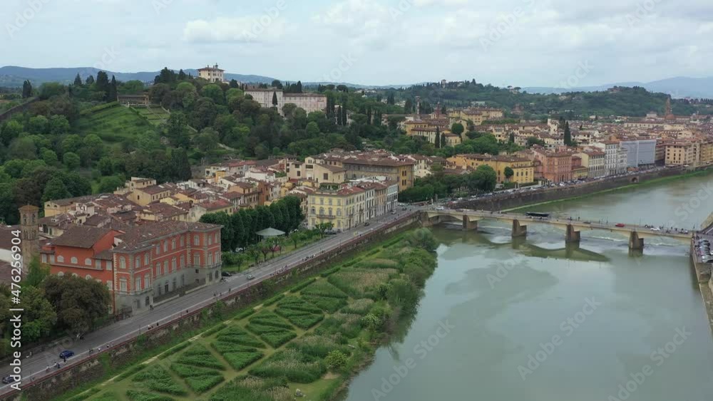 Aerial view of Florence and Arno river, Italy. 4K Drone video. Aerial view of Florence and Arno river, Italy. 4K Drone video.