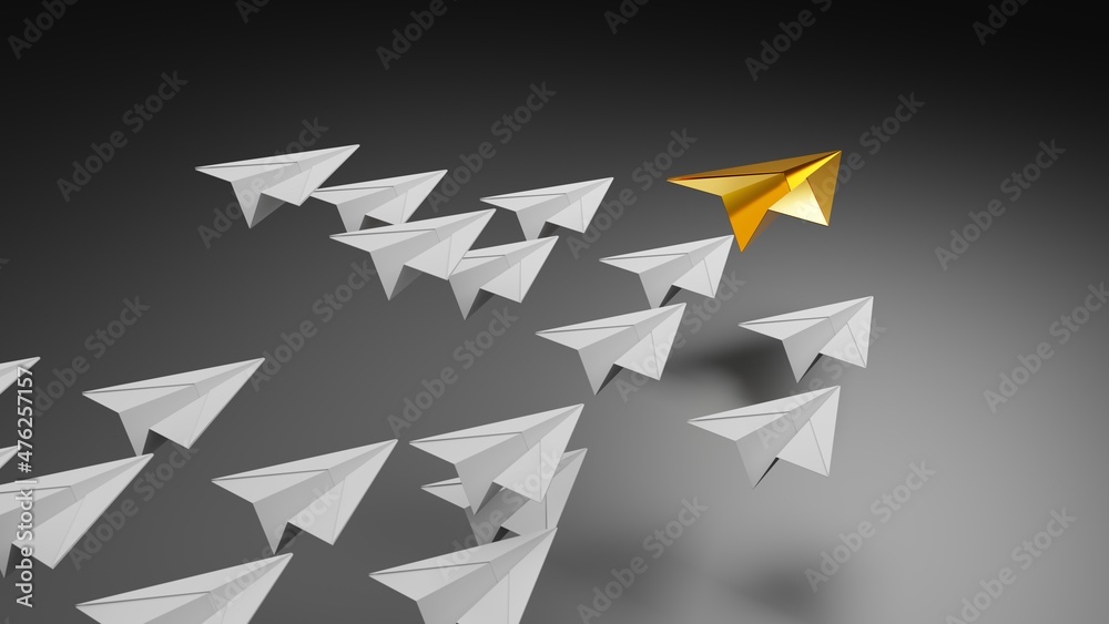 Paper planes on a dark background 3d render Paper planes on a dark background 3d render