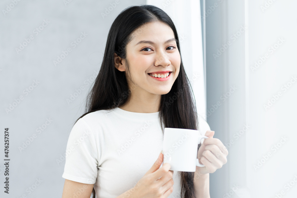 portrait of asian girl drinking morning coffee portrait of asian girl drinking morning coffee