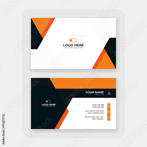 modern orange abstract business card design, stylish orange professional business card design template	
