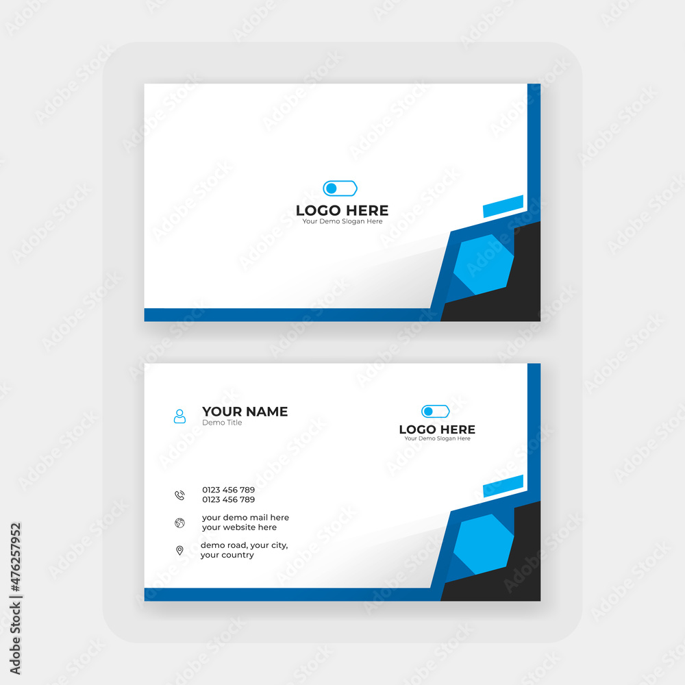 modern blue abstract business card design, stylish blue professional business card design template
