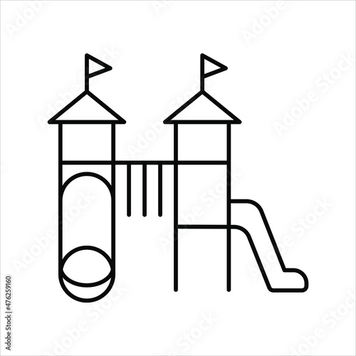 children's slide, play area, line icon