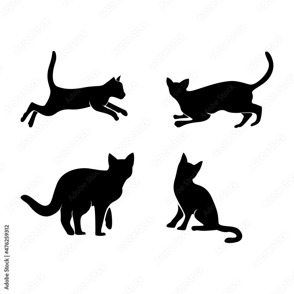 Cat silhouette vector, black cat silhouette, cats, black silhouette, black cats, set of cat, black cats