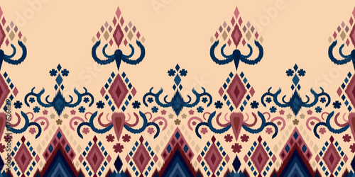 Ikat geometric. Ikkat.  folk ornament. Ethnic Ikat pattern. Abstract beautiful art. Tribal ethnic texture. Spanish motif on the carpet. Aztec style. Indian rug. Gypsy, Mexican embroidery..
