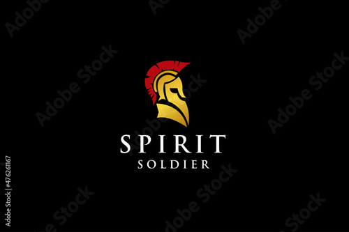 Obraz na plátně Spartan soldier helmet logo design vector illustration.