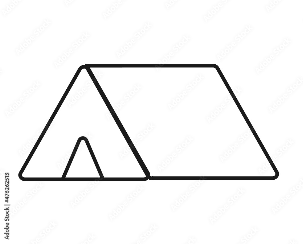 Camping tent thin vector icon on white background Camping tent thin vector icon on white background