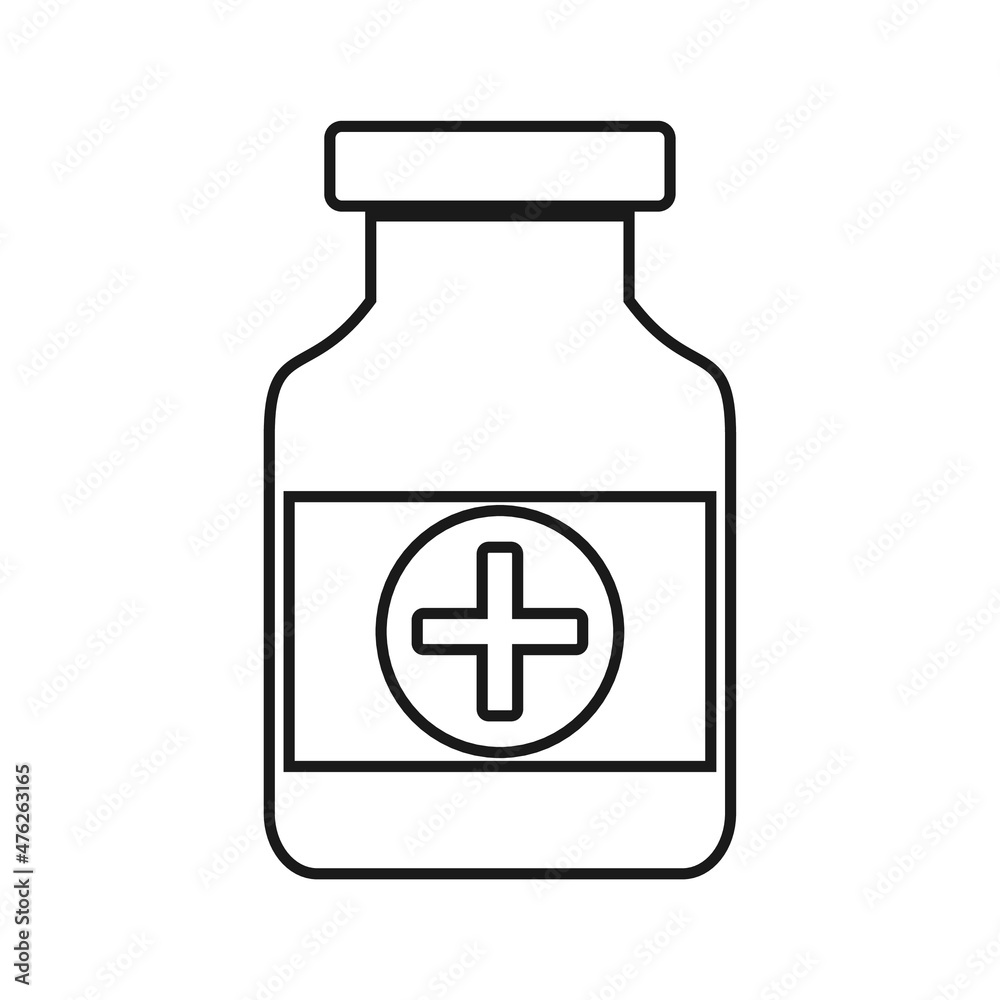 Pills bottle thin vector icon on white background Pills bottle thin vector icon on white background