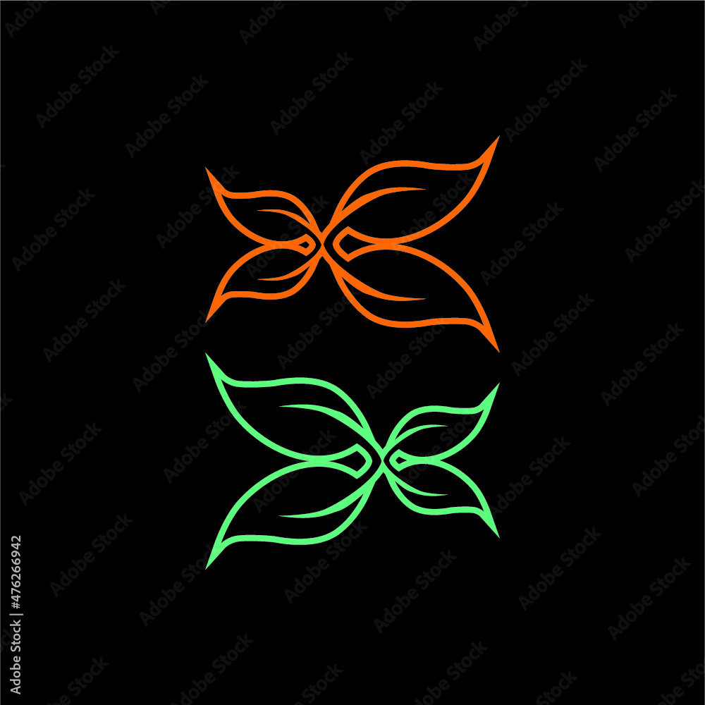 Fototapeta premium abstract flower green orange yellow logo design