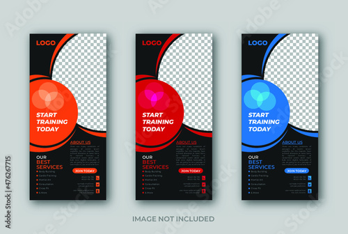 Fitness training rack card design template 