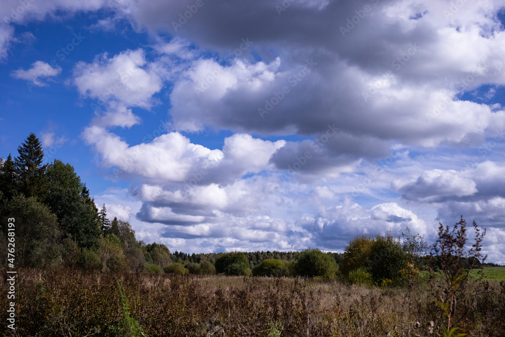 Autumn natural landscape with cloudscape