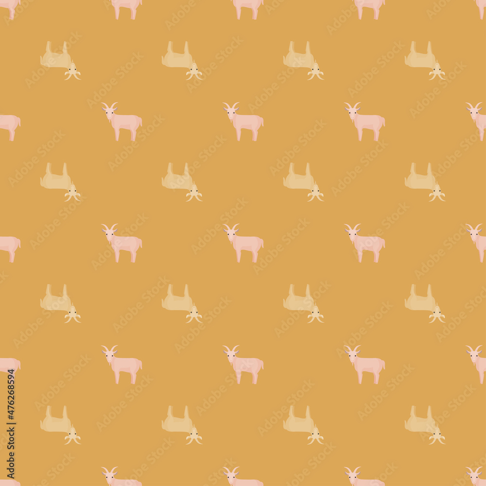 Seamless pattern of goat. Domestic animals on colorful background. Vector illustration for textile. Seamless pattern of goat. Domestic animals on colorful background. Vector illustration for textile.