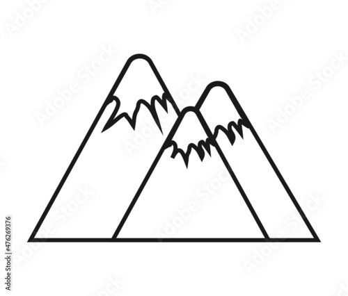 Mountains thin icon on white background