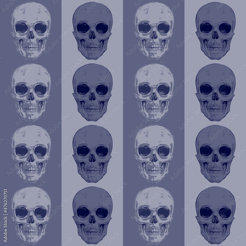 Seamless pattern with skulls.