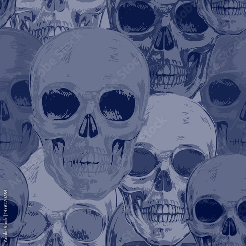 Seamless pattern with skulls.