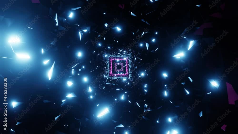 Flashing digital tunnel. Technology and connection concept. Seamless loop VJ HD background