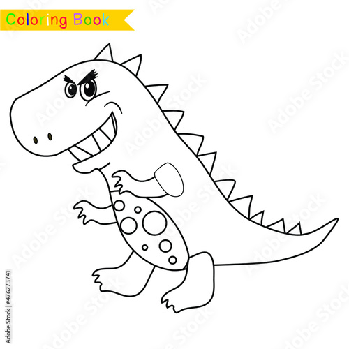 Coloring Page Dinosaurs Edition. Dinosaurs Color Book. Dinosaurs worksheet page. Educational printable colouring worksheet. Fun activity for kids. Vector illustration.
