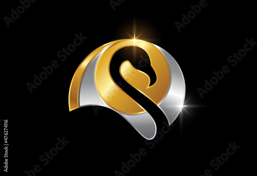 Swan head logo sign symbol in abstract circle, Bird logo design concept