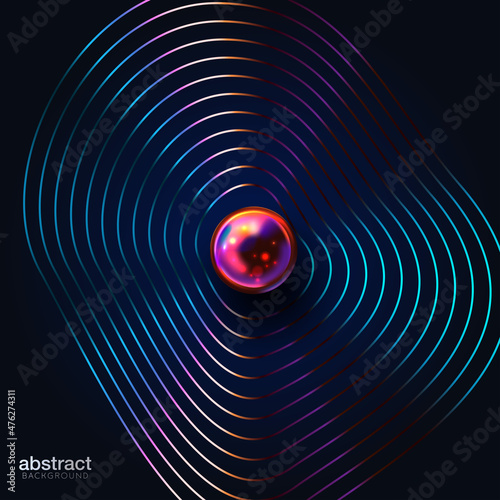 3D Kugeln Tapete - Fototapete Flowing multicolored spheres. Vector creative illustration. Abstract background with 3d geometric shapes