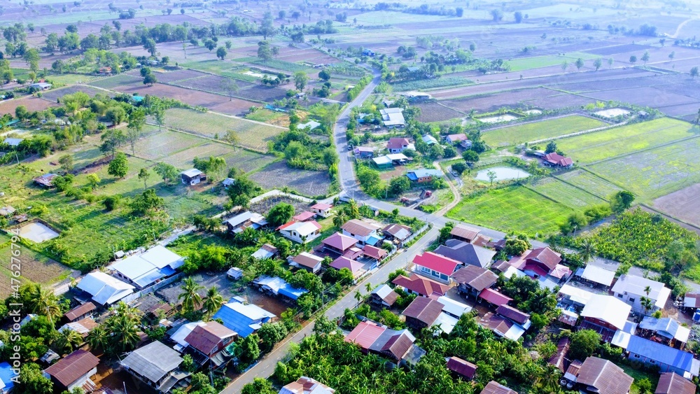 Top view city. Top view town. Top view Landscape.