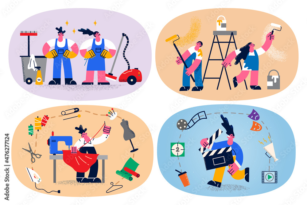Fototapeta premium Set of diverse people occupations and professions 