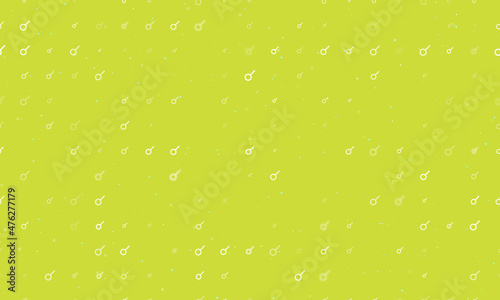 Seamless background pattern of evenly spaced white astrological connection symbols of different sizes and opacity. Vector illustration on lime background with stars