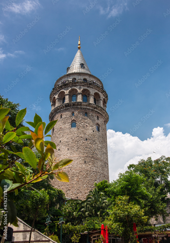 The Galata Tower, a medieval stone tower made by Genoese in 14th century in Istanbul, Turkey. 