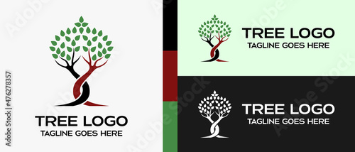 cool and simple tree design logo template. vector illustration