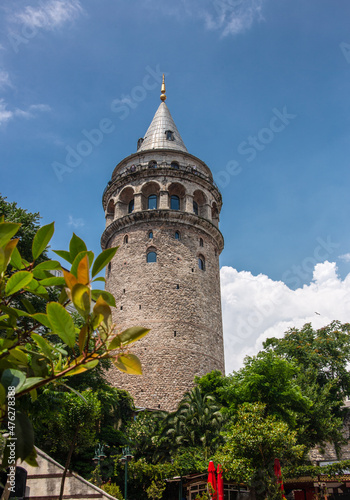 The Galata Tower, a medieval stone tower made by Genoese in 14th century in Istanbul, Turkey. 