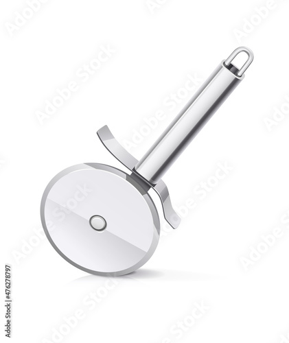Disc cutter knife for cutting pizza, isolated on white background. Eps10 vector illustration.