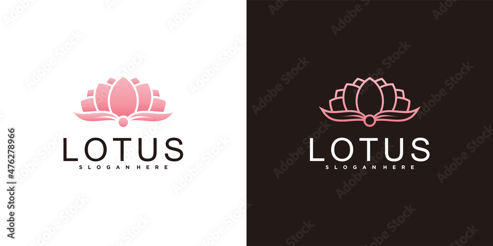 Minimalist lotus  logo with unique line art shape, gradient colour style Premium vekto. part 2