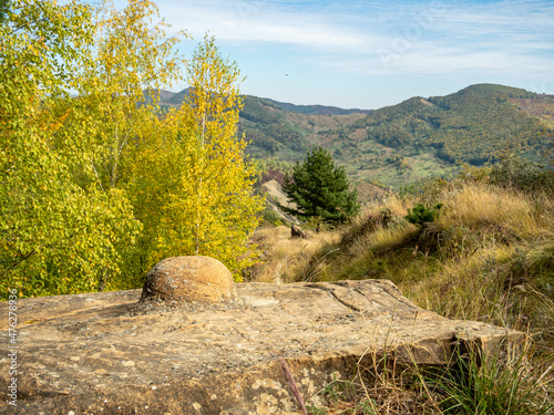 Scenic view of a mountainous nature near Ulmet village, Buzau county, Romania photo