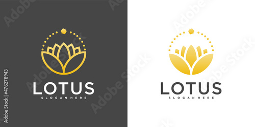 Minimalist lotus  logo with unique line art shape, gradient colour style Premium vekto. part 1